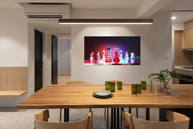 Canvas Wall Art for Living Room Bedroom American And Iranian Flag chess king a chessboard Big Large Wall Art Decor Framed Painting Wall Pictures Prints Artwork Office