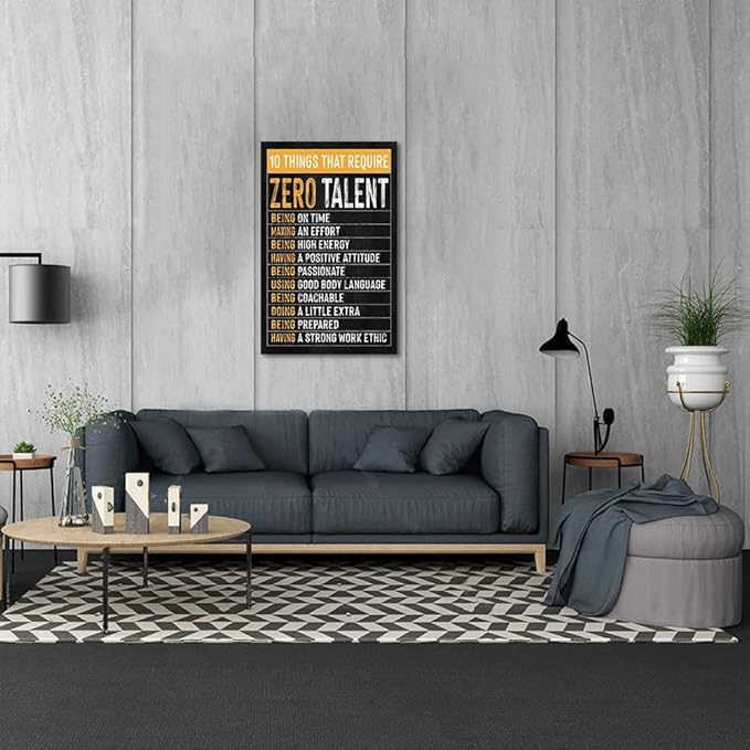 Themed Paintings Wall Art Motivational Office Art Positive Quotes Ten Things That Require Zero Talent Canvas Prints Decor for Office Workplace Classroom Work Gifts Framed Easy to Hang-28 x 44 inches