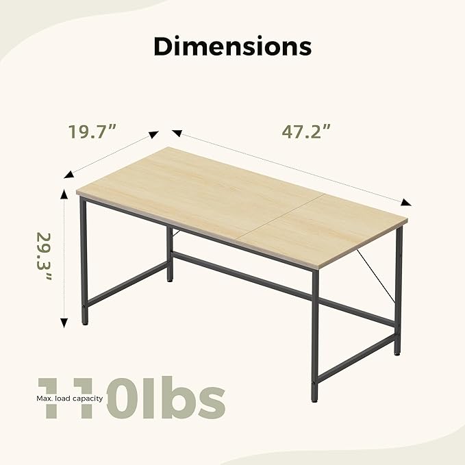 Mericonia 48 inch Computer Desk, Gaming Desk for Small Spaces, Modern Simple Style Table for Home Office, Study Student Writing Table