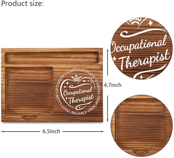 THRXOBN Desk Organizer for Occupational Therapists & Healthcare Professionals - Natural Wood with Slots for Notes, Pens, and Small Office Supplies – Practical & Stylish Workspace Solution,WSH28