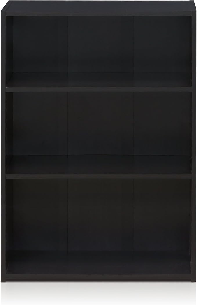 Furinno WRIGHT Book Shelf, 3-Tier Modern Bookshelf, Bookcase with Closed Back, 11.6" x 24.5" x 35.3", for Living Room, Bedroom, Home Office, Cinnamon Cherry