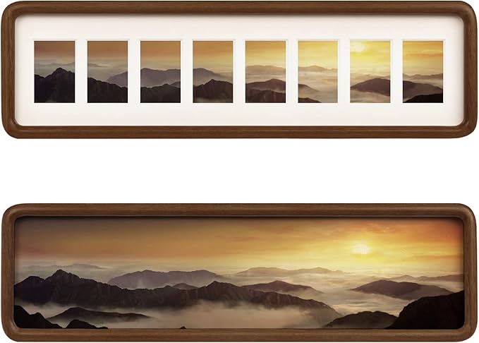 Hans 4"x16" Frames Collage Photo Frame Single Mat with Eight 1.5x2.5 Openings and Satin Solid Frame Horizontal or Vertical(8 Openings)
