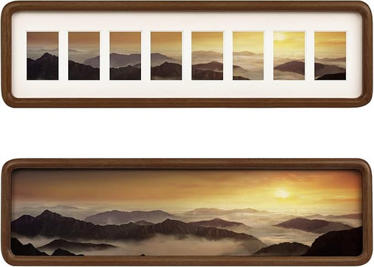 Hans 4"x16" Frames Collage Photo Frame Single Mat with Eight 1.5x2.5 Openings and Satin Solid Frame Horizontal or Vertical(8 Openings)