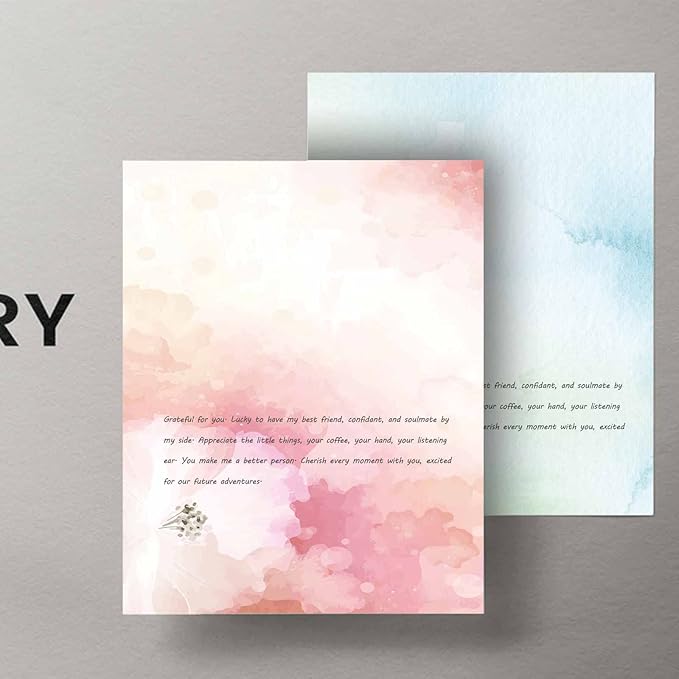 DUGUTUL Colored Printer Paper, Watercolor Stationary Paper, Double-Sided, Computer Paper for Business or Personal Use, Printer Friendly for Letters and Invitations, 8.5 x 11 in, 100gsm (48)