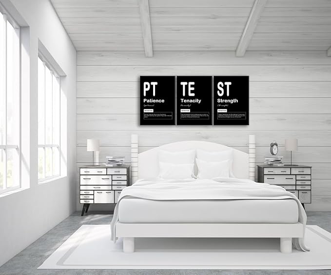 Motivational Wall Art Canvas Print Patience Tenacity Strength Noun Posters Office Wall Decor Inspiring Framed Paintings Inspirational Quotes for Wall Art Decoration Ready to Hang [60" W X 28" H]