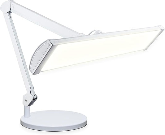 Neatfi 3,500 Lumens LED Desk Lamp – 45W Dimmable Task Light | 3 Light Modes | 540 SMD LEDs | Touch Control | 26-Inch Wide Metal Shade | Reading, Craft, Workbench & Office (CCT with Base, White)