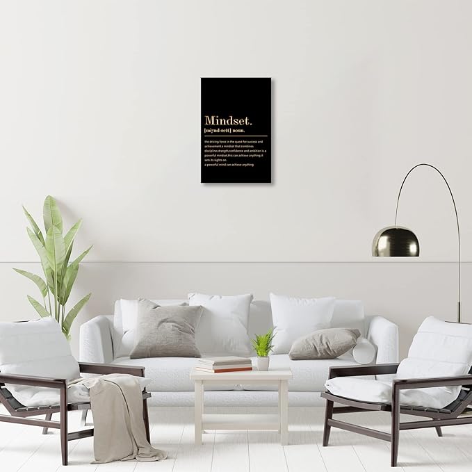 BWSPACE Mindset is Everything Wall Art Office Decor Motivational Quotes Canvas Wall Art Prints Entrepreneur Bundle Set 1 Pieces Inspirational Wall Art Decorations for Home