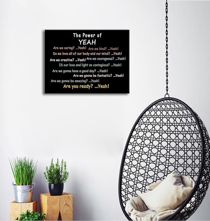 “The Power of Yeah”Motivational Wall Decor Positive Psychological Suggestion Q&A Inspirational Wall Art for Bedroom Psychotherapy Room School Children's Room Framed Ready to Hang [18" W X 24" H]