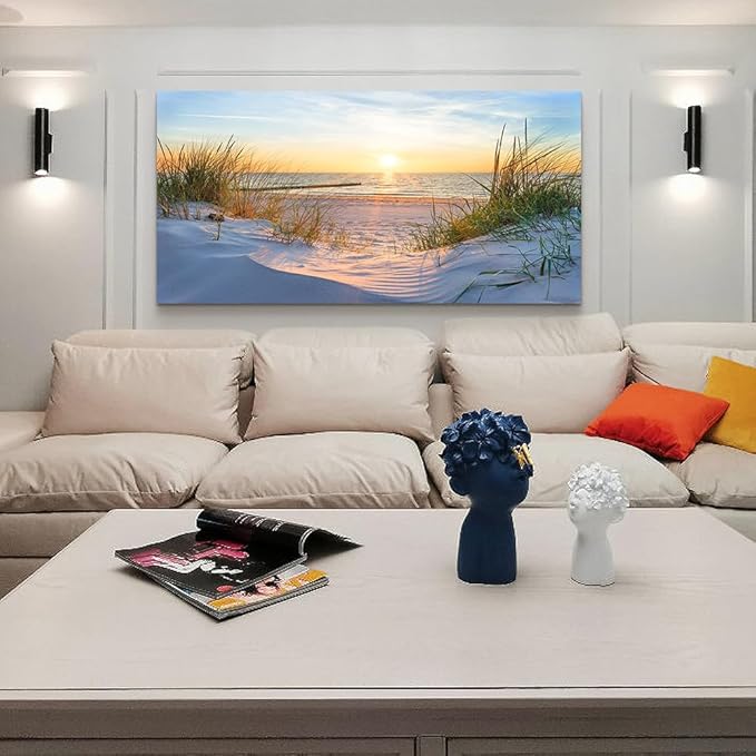 Lapremoly Wall Decorations For Living Room Large Canvas Wall Art For Bedroom Modern Office Wall Decor Art Sun Beach Ocean View Wall Paintings Prints Seascape Pictures Artwork Home Decor 24X48 inch