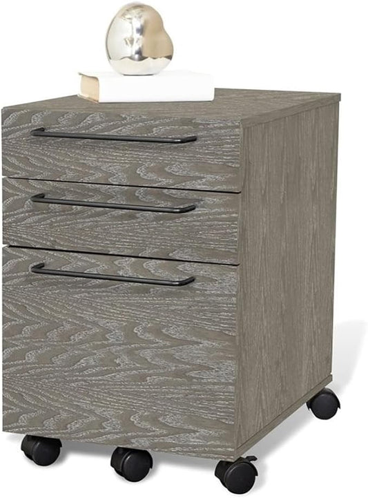 Unique Furniture 3-Drawer Mobile Pedestal File with Castors in Gray