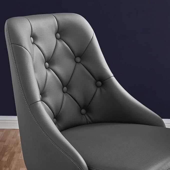 Modway EEI-4370-BLK-GRY Distinct Tufted Swivel Vegan Leather Office Chair, Black Gray