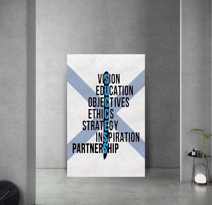 Motivational Wall Art Inspirational Canvas Painting Positive Quotes Posters INSPIRATION PARTNERSHIP Picture Prints HD Print Artwork Home Office Living Room Decor Framed Ready to Hang-28 Wx44 H