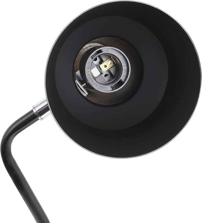 Simple Designs LD1078-BLK 15.2" Sleek Essentials Metal Cone Shade Desk Lamp with Adjustable Shade, for Office, Desk, Nightstand, Dorm, Black