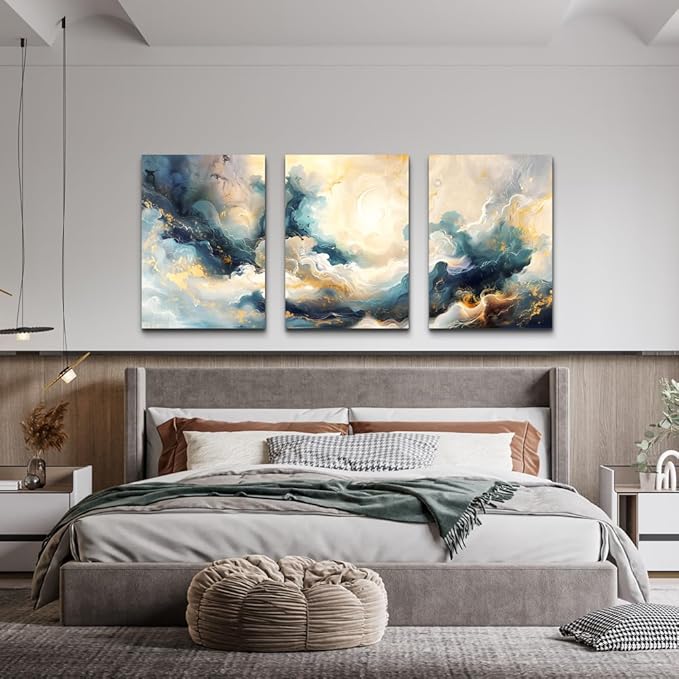 TTHYUEWS Abstract Canvas Wall Decor For Bedroom Wall Art For Living Room Minimalism Ink Paintings Modern Office Wall Decorations Framed Canvas Prints Wall Pictures Artworks Room Home Decor 3 Pieces
