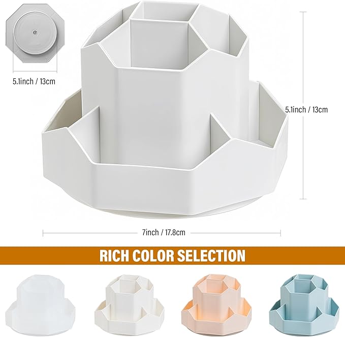360 Degree Rotation Pen Holder,9 Slots Pencil Holder for Desk,Desk Organizer,Desk Accessories & Workspace Organizers,Apply Office, School, Home（Grey