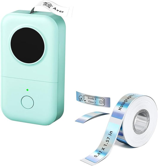 Phomemo D30 Label Maker with 1/2" X 1 1/2" (12mm X 40mm) Silver Adhesive Label Paper,for Home, Office, School, Organization, Store and More, Compatible for Android & iOS System-Green