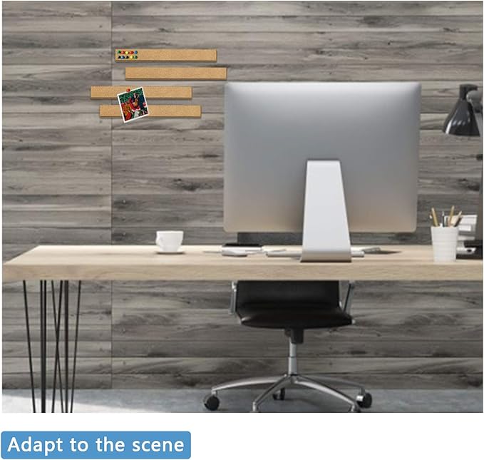 Cork Bulletin Board,5 Pcs Rectangular Frameless Multipurpose Cork Batten Strips for Office, School,Home Memo or Decoration, 2x15 inches,with 35 Pushpins Cork Board Strips for Walls Self Adhesive