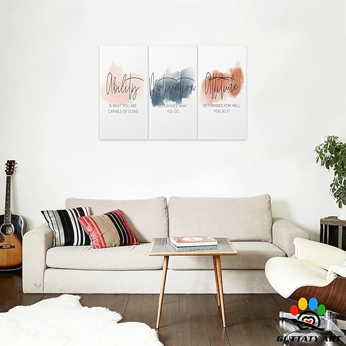 Office Wall Art - 3 Panel Motivational Art, Inspirational Quotes Canvas for Home Office Decor, Positive Quote Arts, Entrepreneur Words Poster Frame 20'x30'x3Pcs