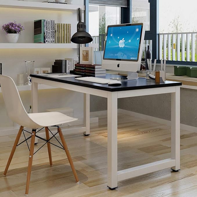 Computer Desk, 43-inch Wooden Work Desk PC Laptop Desk Game Writing Table Study Room Workstation Home Office Furniture (Black)
