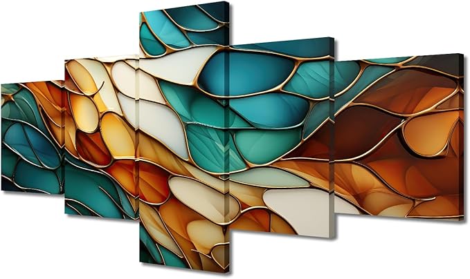 Canvas Wall Art for Room Abstract Canvas Wall Art Modern 5 Panel Living Room Decor for Abstract Enthusiasts Bedroom Office Canvas Art Decoration Stretched and Framed Ready to Hang 50x24 in