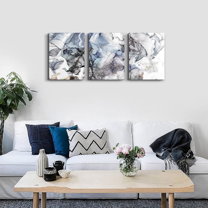 Canvas Wall Art for Living Room - Abstract Decor for Bedroom, Modern Office Decorations - Ink Paintings Fashion Abstract Pictures Artwork - Room Canvas Art Prints for Kitchen Home 3 Piece