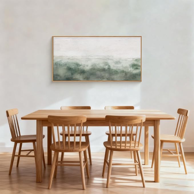 Large Abstract Sage Green Framed Canvas Wall Art,Neutral White and Grey Wall Decor,Modern Pastel Wall Painting,Illustrations Artwork for Living Room,Bedroom,Dining Room,Office- 20"x40"x1