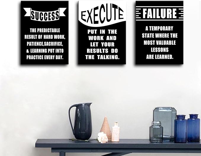 3 Pieces Inspirational Canvas Wall Art Motivational Quotes That Make People Passionate Signs of Success Posters Print Artwork for Office Bedroom Bathroom Wall Picture Ready to Hang [36''W X 16''H]