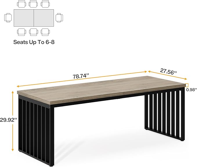 Tribesigns 78" Extra Long Computer Desk, 2-Person Desk with Metal Legs, Industrial Double Desk for Home Office (Gray)