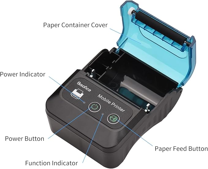 Portable 58mm Receipt Thermal Printer 2 inches Mini Mobile Pocket Printers with 11 Thermal Paper Roll USB&Wireless BT Connection Compatible with Windows/Android/iOS for Office Market