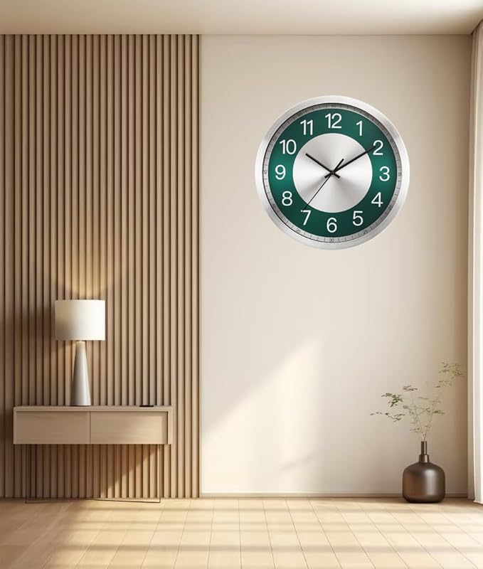 Silent Wall Clock Battery Operated, Modern Metal Wall Clock Decorative for Kitchen/Living Room/Home/Office/School, 12 Inch, Non-Ticking