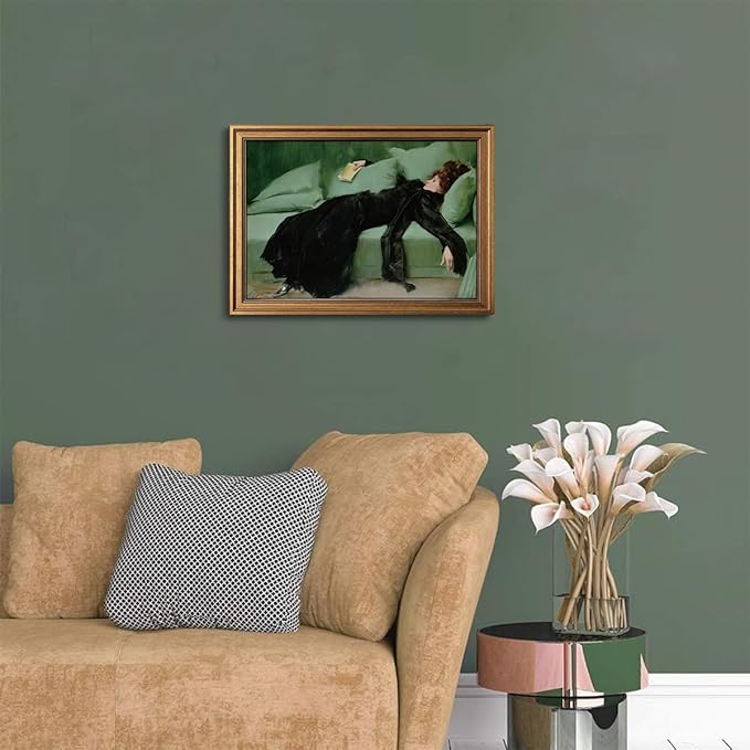 Gold Framed Wall Art Vintage Canvas Wall Art Decadent Young Woman After the Dance Artwork Prints Picture for Living Room Bedroom Farmhouse Bathroom Office Decor, 16x24