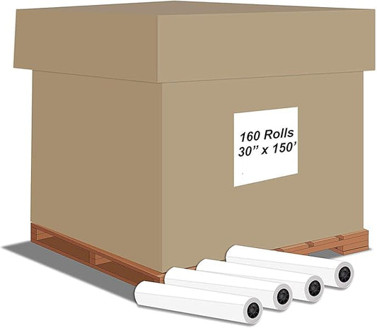 Alliance Wide Format Paper Rolls CAD Bond 30" Widths (160 Rolls, 30 In x 150 Ft | 2" Core)