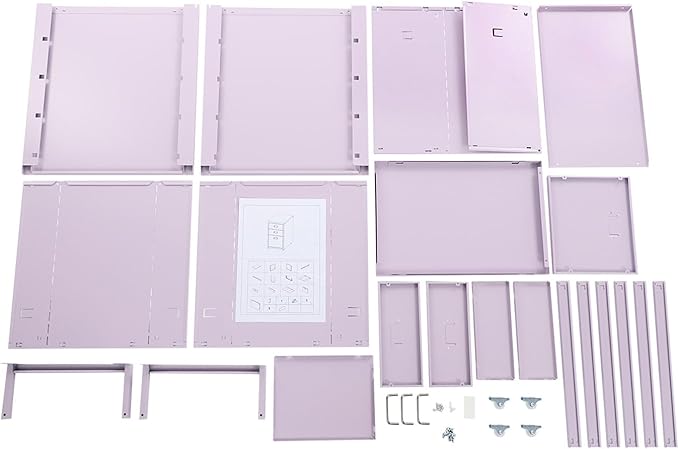File Cabinet, 3 Drawer Office Filing Cabinet Metal Storage Cabinet with Wheels for Home and Office, Under Desk Cabinet Rolling Storage Case for Notebooks Cosmetics (Purple)