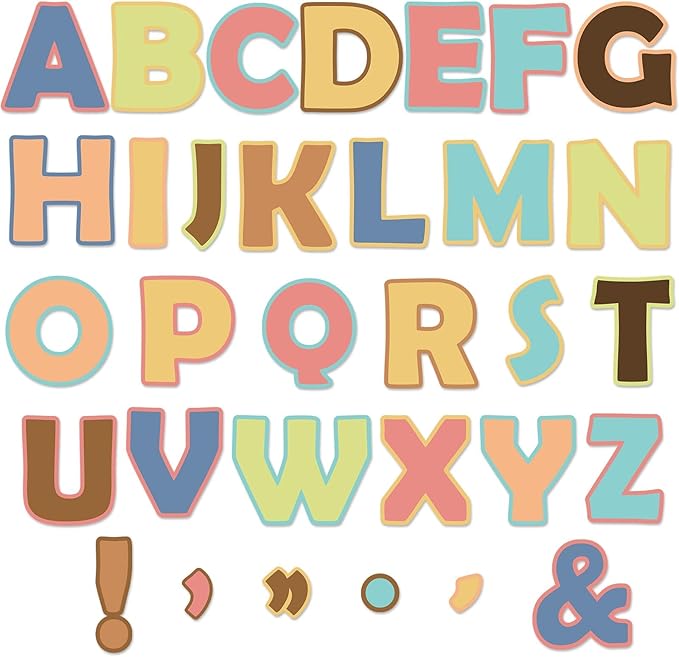 150 PCS Large 7" Bulletin Board Letters Set, Colorful Boho Classroom Alphabet Cutout Letter for Bulletin Board Display Home School, A Great Helper to Inspire Students' Learning Interest