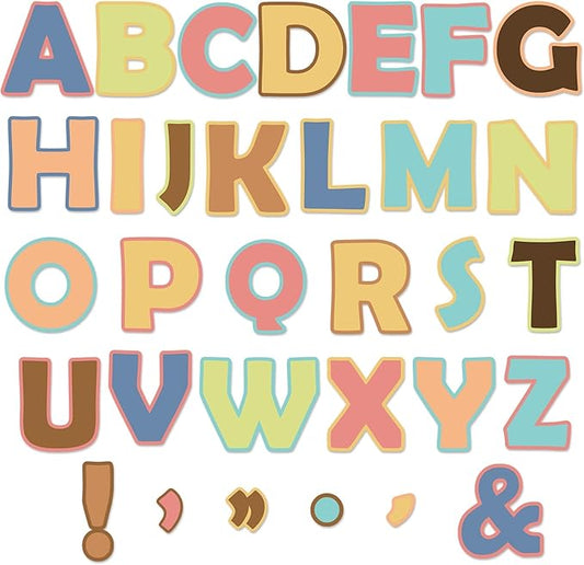 150 PCS Large 7" Bulletin Board Letters Set, Colorful Boho Classroom Alphabet Cutout Letter for Bulletin Board Display Home School, A Great Helper to Inspire Students' Learning Interest
