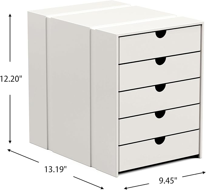 Modern Steel 5-Drawer File Cabinet For Desk, Document Storage Box, Office Desktop Filing Organizer, Drawer Organizer, desk caddy (White)