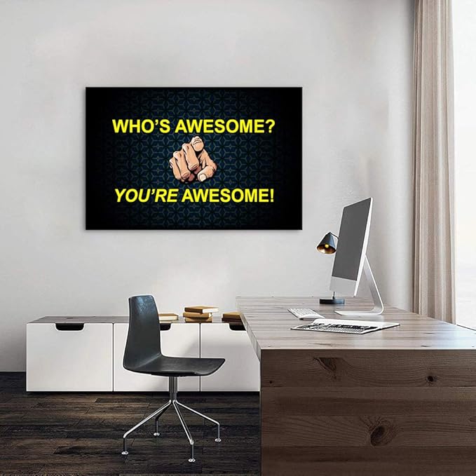 Yatsen Bridge Modern Motivational Point You Wall Art Entrepreneur Quote You’re Awesome Canvas Inspiring Positive Poster Frame Artwork Easy to Hang for Living Room Office Decor - 24''H x 36''W