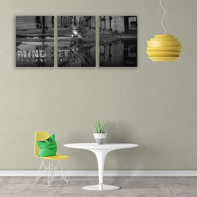 Inspirational Quotes Canvas Wall Art Motivational Ability Motivation Attitude Canvas Paintings Posters Prints Entrepreneur Quote Home Office Bedroom Decor 3 Panels Ready to Hang - 36" W x 16" H