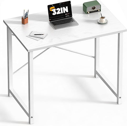 DUMOS 32 Inch Office Small Computer Desk Modern Simple Style Writing Study Work Table for Home Bedroom - Wood White