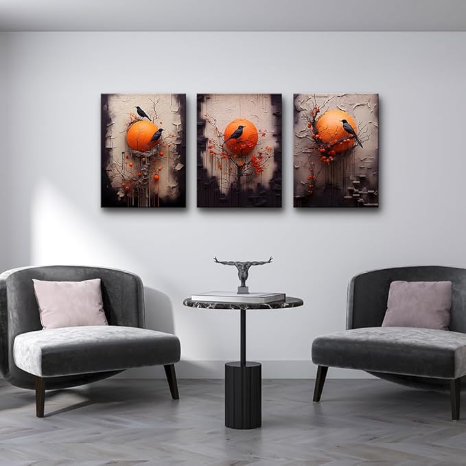 TTHYUEWS Wall Decor For Living Room Canvas Wall Art For Bedroom Fashion Modern Office Decorations Paintings Bird Abstract Wall Pictures Posters Inspirational Artwork Room Home Decor 3 Piece12 X16