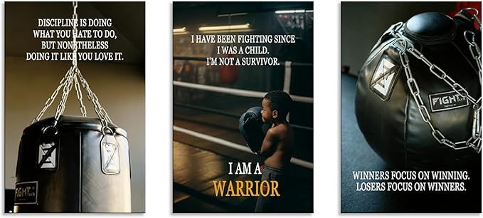 Inspirational Quotes Wall Art Discipline Poster Struggle and Focus on Painting Modern Artwork Canvas Posters Motivational Wall Decor For Office Boxing Gym Home Framed Ready to Hang [48''Wx 24''H]