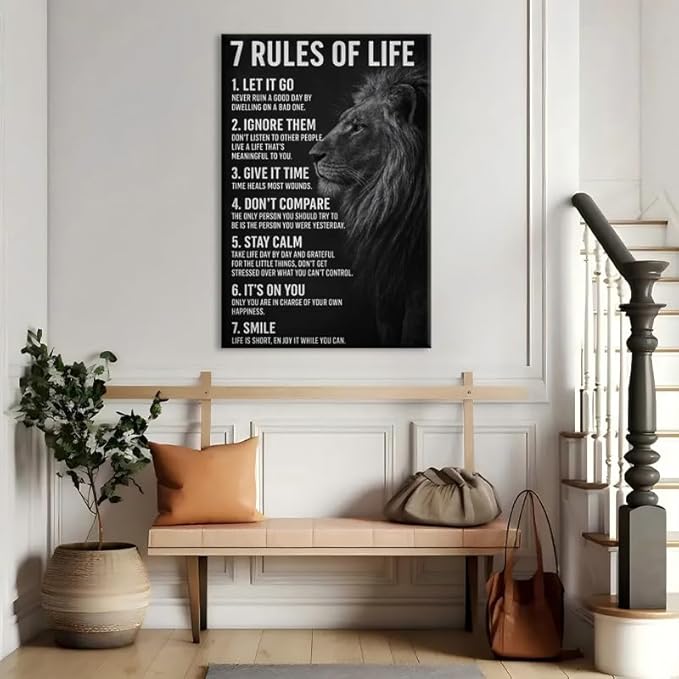 Trendy Retro Motivational Framed Canvas Wall Art Black White Quote Prints Wall Decor for Office Dorm Bedroom Living Room Gym Made in USA