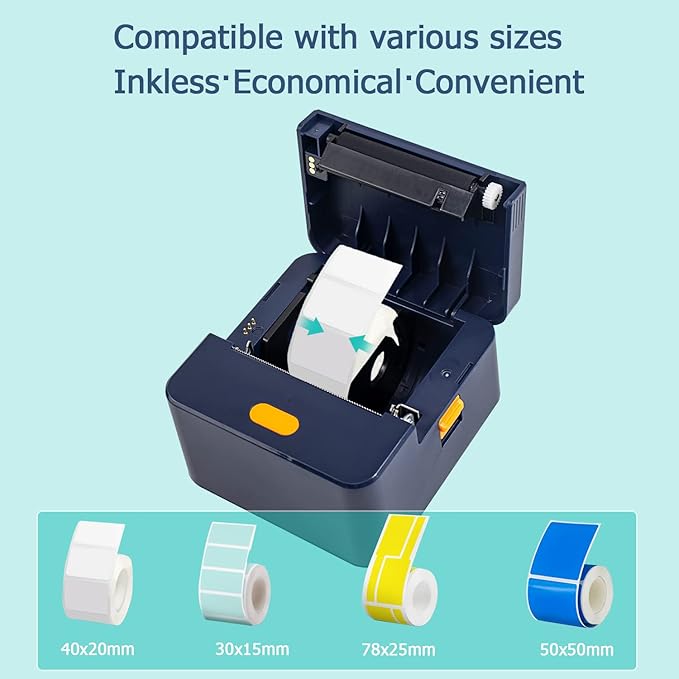 NETUM P1 Mini Label Printer- Portable Label Maker Printer Bluetooth Inkless Thermal Printer Compatible with Android iOS for Retail Barcode, Clothing, Mailing, Small Business(Blue)