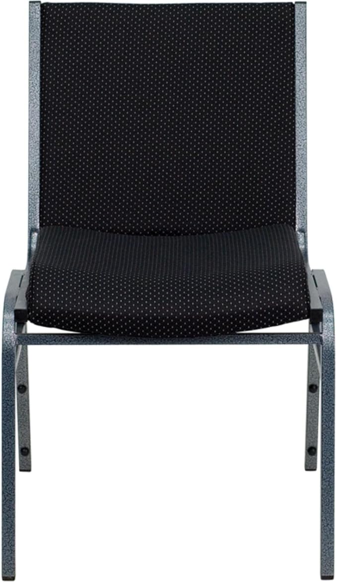 Flash Furniture HERCULES Series Heavy Duty Black Dot Fabric Stack Chair with Ganging Bracket