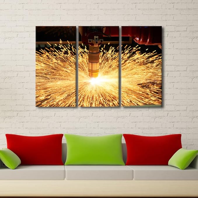 Framed Art Wall Decor Laser Cutting Metalworking Canvas Art Paintings Wall Decor Factory Canvas Prints Wall Art 3 Piece Wall Art Living Room Wall Art Modern Artwork Wall Hanging, 42x28 Inch