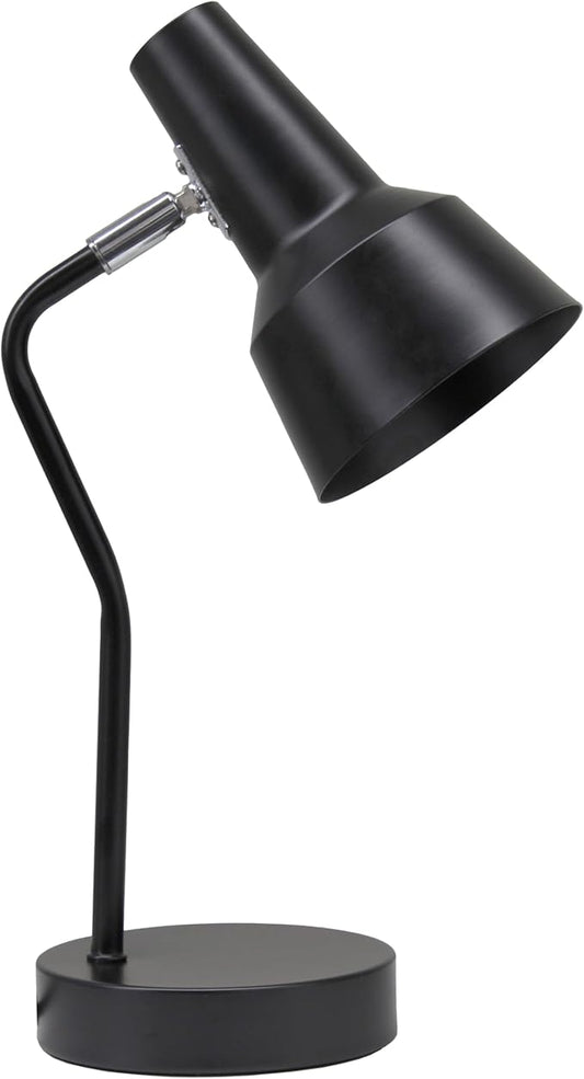 Simple Designs LD1078-BLK 15.2" Sleek Essentials Metal Cone Shade Desk Lamp with Adjustable Shade, for Office, Desk, Nightstand, Dorm, Black