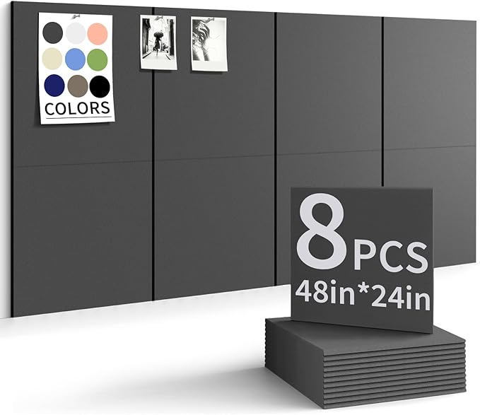 Large Bulletin Board 48"x 24" Cork Boards for Walls, 12 Pack Felt Wall Panels Photo Board, Cork Board for Office Home Pin Board