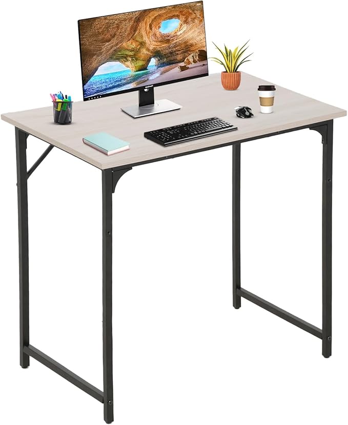 NChanmar 32 Inch Computer Desk, Office Desk Gaming Desk with Metal Frame, Writing Workstation for Home Office, Space Saving Computer Table for Small Space (Nature) 31x19.6x29