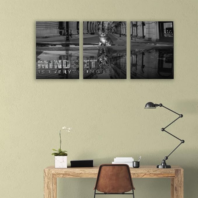 Large Canvas Motivational Quotes Wall Art Ability Motivation Attitude Inspirational Office Posters Prints 3 Piece Home Decor Entrepreneur Office Words Quote Decoration Ready to Hang - 48" W x 24" H