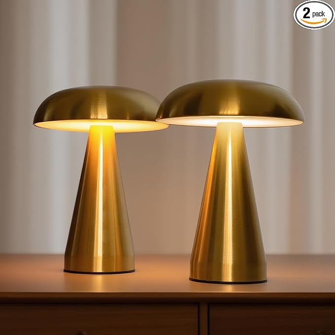 2-Pack Portable LED Desk Lamp, 5000mAh Rechargeable Battery, 3-Color Touch Control, Cordless Table Lamp with Stepless Dimming, Modern Bedside Lamp for Bedroom, Living Room, and Dining Room